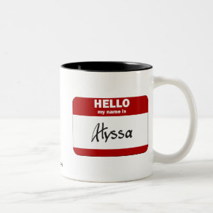 Caneca De Café Em Dois Tons Olá! meu nome é Alyssa (vermelho)