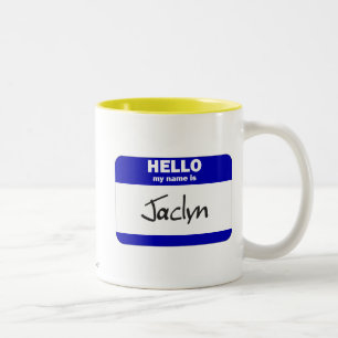Caneca De Café Em Dois Tons Olá! meu nome é Jaclyn (azul)