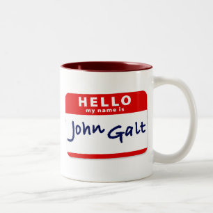 Caneca De Café Em Dois Tons Olá! meu nome é John Galt