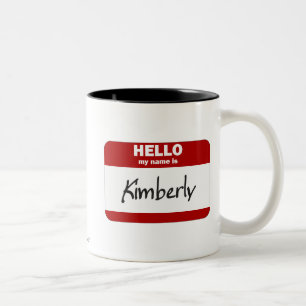 Caneca De Café Em Dois Tons Olá! meu nome é Kimberly (vermelha)