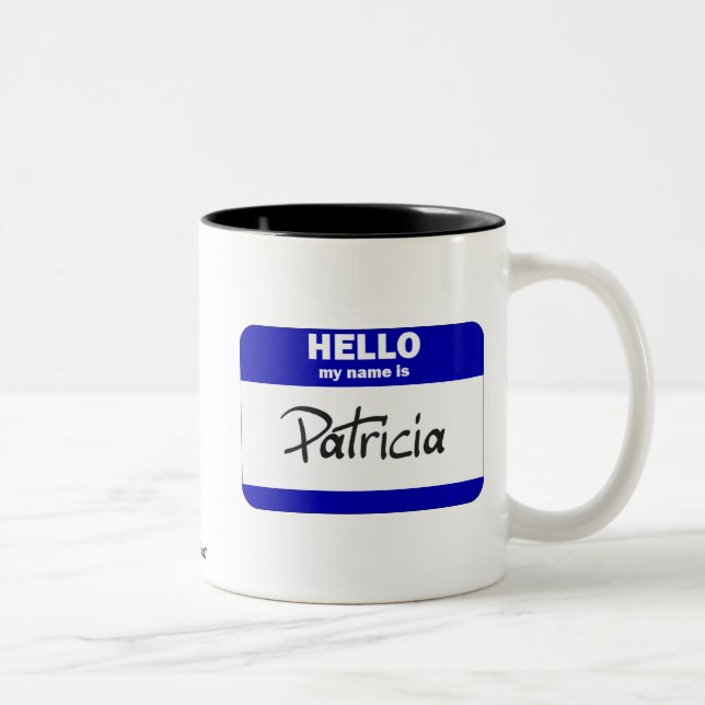 Caneca De Café Em Dois Tons Olá! meu nome é Patricia (azul) (Direita)