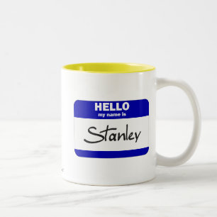 Caneca De Café Em Dois Tons Olá! meu nome é Stanley (azul)