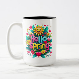Caneca De Café Em Dois Tons Olá primavera