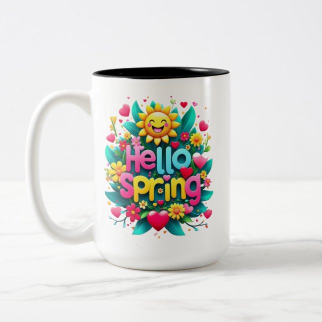 Caneca De Café Em Dois Tons Olá primavera (Esquerda)