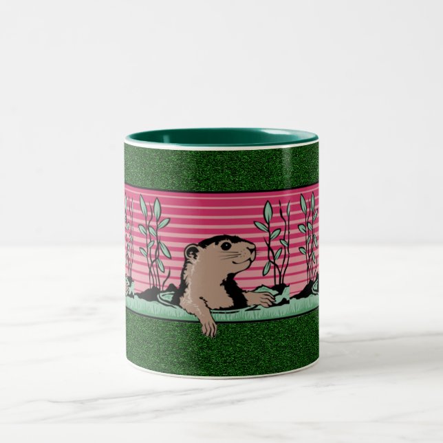 Caneca De Café Em Dois Tons Olá, Sombra de Groundhog. (Centro)