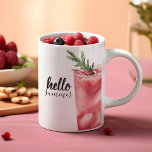 Caneca De Café Em Dois Tons Olá Summer Watercolor Red Cherry Coctail<br><div class="desc">Olá Summer Watercolor Red Cherry Coctail</div>