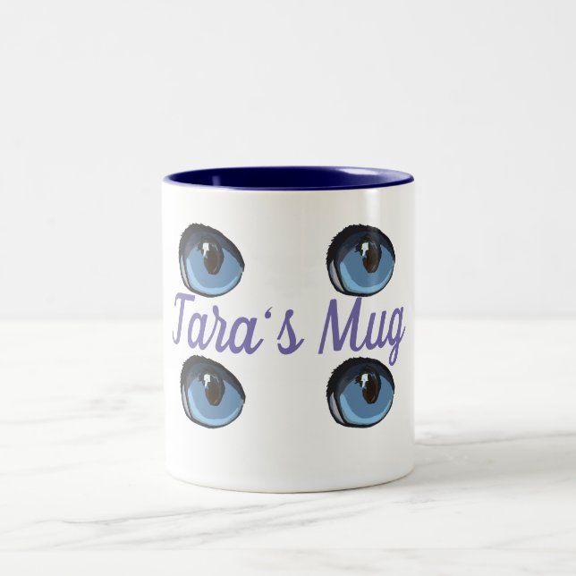 Caneca De Café Em Dois Tons Olho Azul Personalizado (Centro)