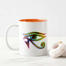 Caneca De Café Em Dois Tons Olho do entusiasta da meditação de horus egípcio