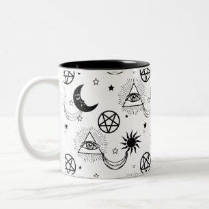 Caneca De Café Em Dois Tons olho iluminado por halloween