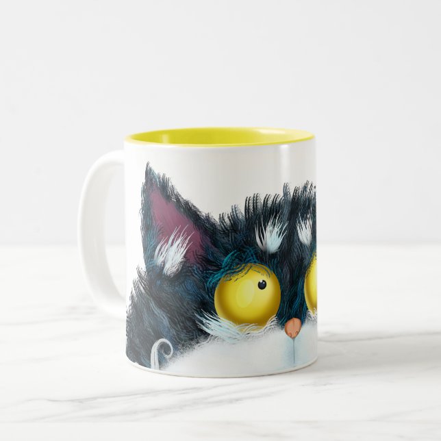 Caneca De Café Em Dois Tons Olhos de gato (Frente Esquerda)