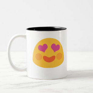 Caneca De Café Em Dois Tons Olhos do Coração Emoji