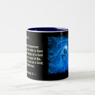 Caneca De Café Em Dois Tons OLHOS WADJET brilhantes DE HORUS E Palavras Dotada