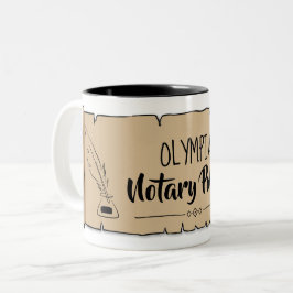 Caneca De Café Em Dois Tons Olympia Notary Public Scroll Feather Quill