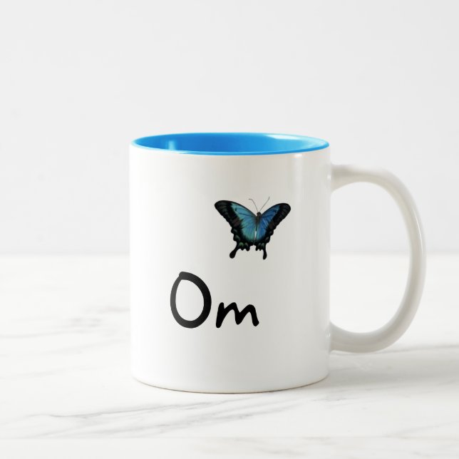 Caneca De Café Em Dois Tons Om com borboleta- Mug (Direita)