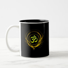 Caneca De Café Em Dois Tons Om Healing Aura • Suave Energia de Renovação Emoci