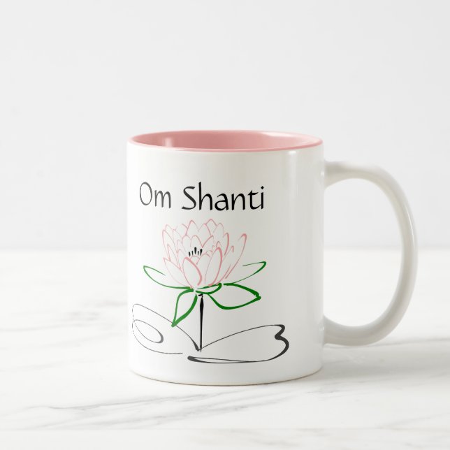 Caneca De Café Em Dois Tons Om Shanti Green Mug Rosa (Direita)