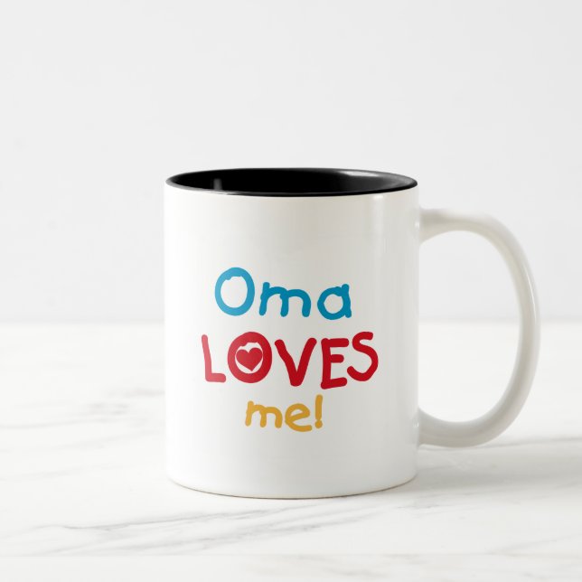 Caneca De Café Em Dois Tons Oma ama-me T-shirts e presentes (Direita)