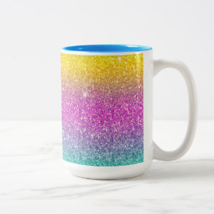 Caneca De Café Em Dois Tons Ombre Glitter, Arco-Íris, Perfumaria Adulta, Summe