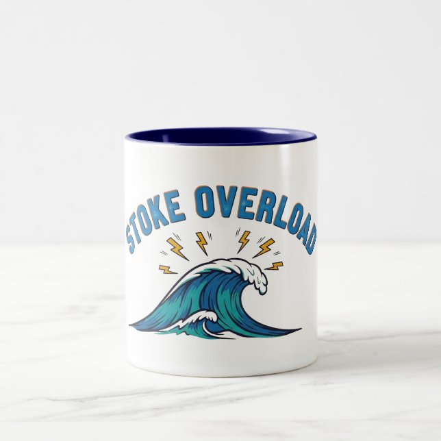 Caneca De Café Em Dois Tons Onda de sobrecarga de entusiasmo (Centro)