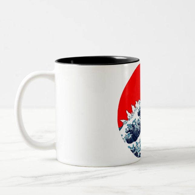 Caneca De Café Em Dois Tons Onda Godzila (Esquerda)