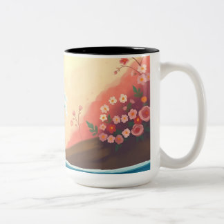 Caneca De Café Em Dois Tons Onda Oceânica Impressionista
