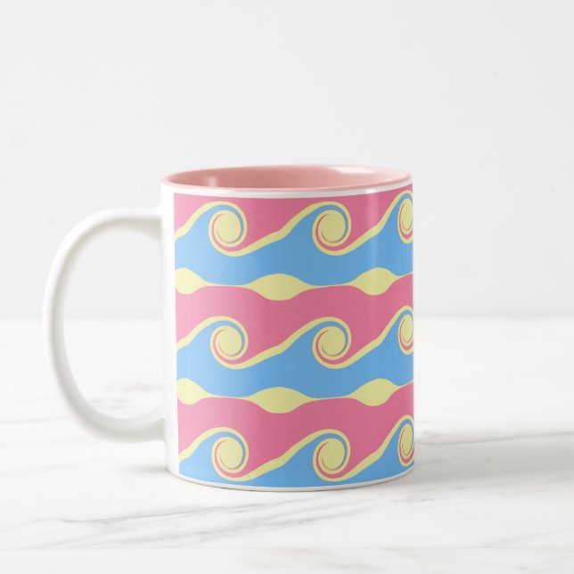 Caneca De Café Em Dois Tons Ondas Abstratas (Esquerda)