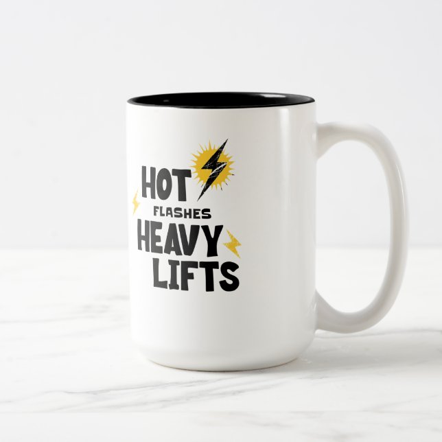 Caneca De Café Em Dois Tons Ondas de Calor. Café Levanta Peso Pesado  (Direita)