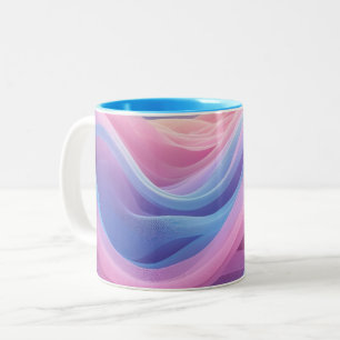 Caneca De Café Em Dois Tons Ondas de Nuvem de Algodão