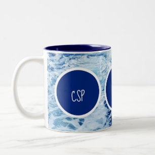 Caneca De Café Em Dois Tons Ondas do Oceano Monograma