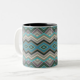Caneca De Café Em Dois Tons Ondas do Oceano Zig Zags & Stripes