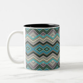 Caneca De Café Em Dois Tons Ondas do Oceano Zig Zags & Stripes