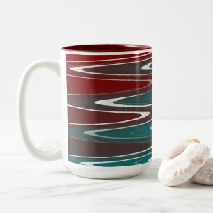 Caneca De Café Em Dois Tons Ondas em branco