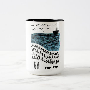 Caneca De Café Em Dois Tons Onde o Mar Começa   Body Infantil de Oceano Desenh