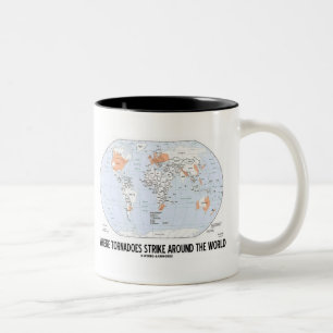 Caneca De Café Em Dois Tons Onde os furacões golpeiam em todo o mundo (o mapa