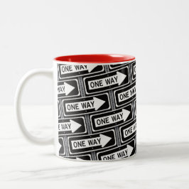 Caneca De Café Em Dois Tons One way sign