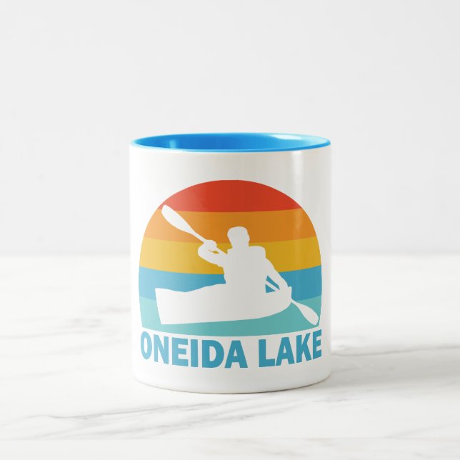 Caneca De Café Em Dois Tons Oneida Lake New York Kayak (Centro)
