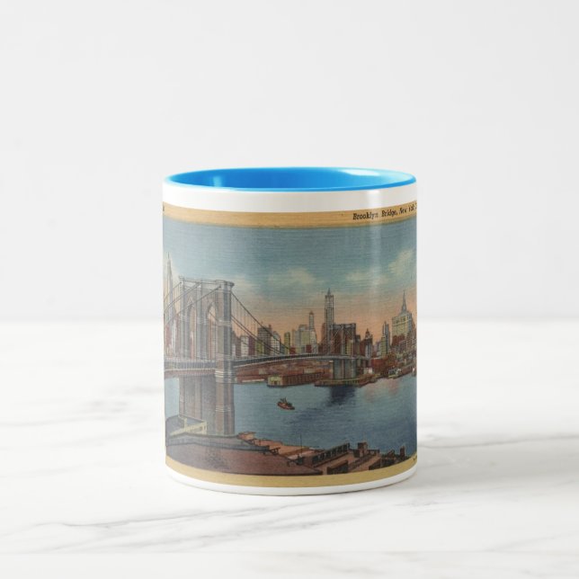 Caneca De Café Em Dois Tons Ong da Ponte do Brooklyn 1934 (Centro)