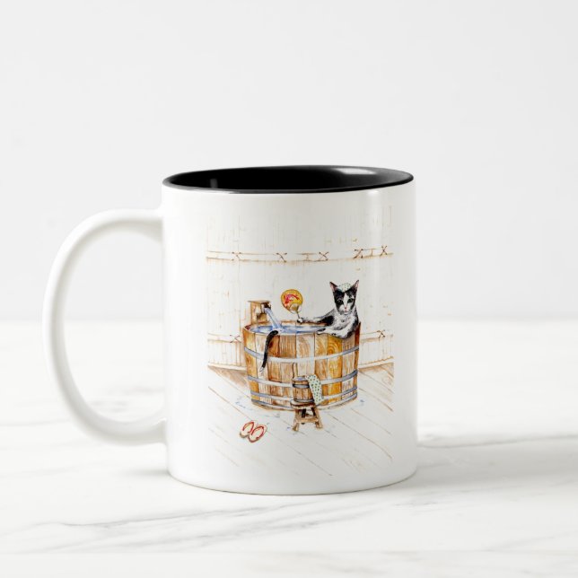 Caneca De Café Em Dois Tons Onsen Gatinho NÃO PERTURBAR (Esquerda)