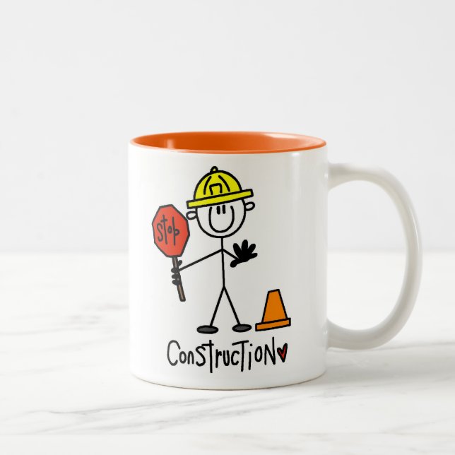 Caneca De Café Em Dois Tons Operário de Construção em Forma de Palito (Direita)