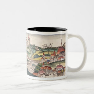 Caneca De Café Em Dois Tons Opinião de olho de pássaro de Praga do Nuremberg