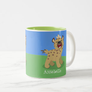 Caneca De Café Em Dois Tons Óptica hiena engraçada rindo ilustração de des