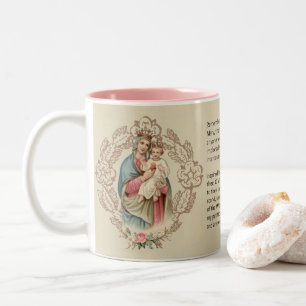 Caneca De Café Em Dois Tons Oração abençoada de Jesus Memorare da Virgem Maria
