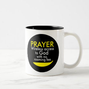 Caneca De Café Em Dois Tons Oração - Acesso sem fio a Deus