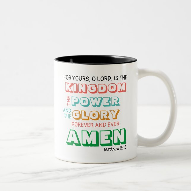 Caneca De Café Em Dois Tons Oração de Lorde KINGDOM POWER GLORY Christian (Direita)