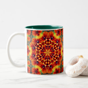 Caneca De Café Em Dois Tons Orange Daisy Caleidoscope Flower Art