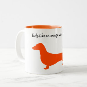 Caneca De Café Em Dois Tons Orange Silhouette Dachshund Mug