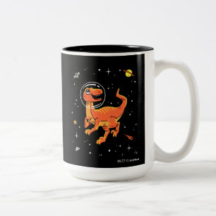 Caneca De Café Em Dois Tons Orange Tyrannosaurus Dinos No Espaço