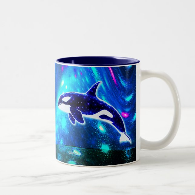 Caneca De Café Em Dois Tons Orca Cósmica (Direita)