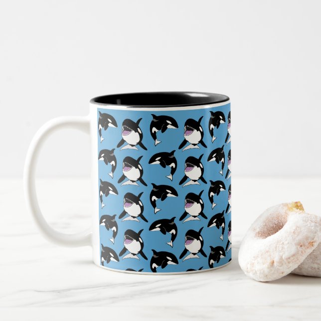 Caneca De Café Em Dois Tons Orca Killer Whale (Com Donut)