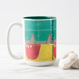 Caneca De Café Em Dois Tons Orelhas de cachorro e pimenta 
